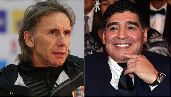 Ricardo Gareca y Diego Armando Maradona. (Fotos: GEC/Agencias)