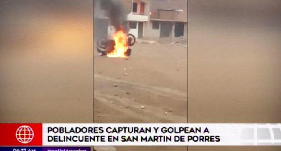 Ladrón en San Martín de Porres fue capturado y agredido por los vecinos de la zona.  (Foto: América TV)