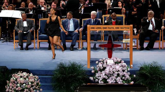 Ariana Grande en funeral de Aretha Franklin. (Foto: Agencias)