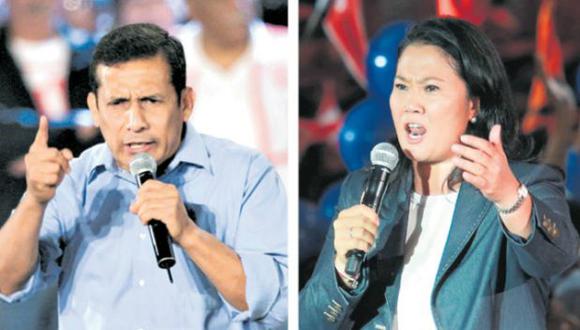 En el 2011, Ollanta Humala pasó a la segunda vuelta en el primer lugar con 31,72%; y Keiko Fujimori, segunda con 23,57%. (Elaboración: El Comercio)