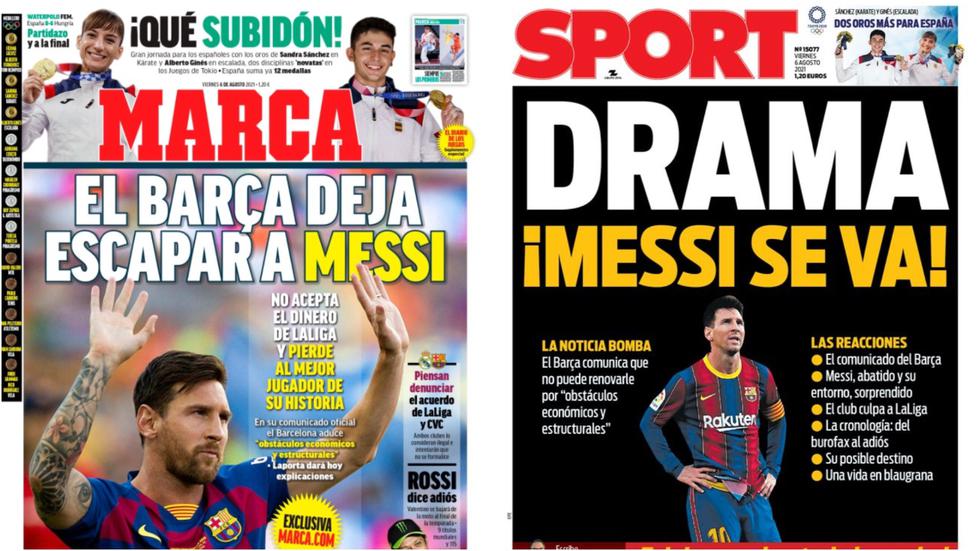 Lionel Messi fuera del Barcelona: las portadas de los medios españoles