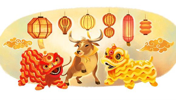 Este doodle nos recuerda que el Año Nuevo Chino es un momento para honrar a los antepasados y esperar la prosperidad. (Foto: Google)
