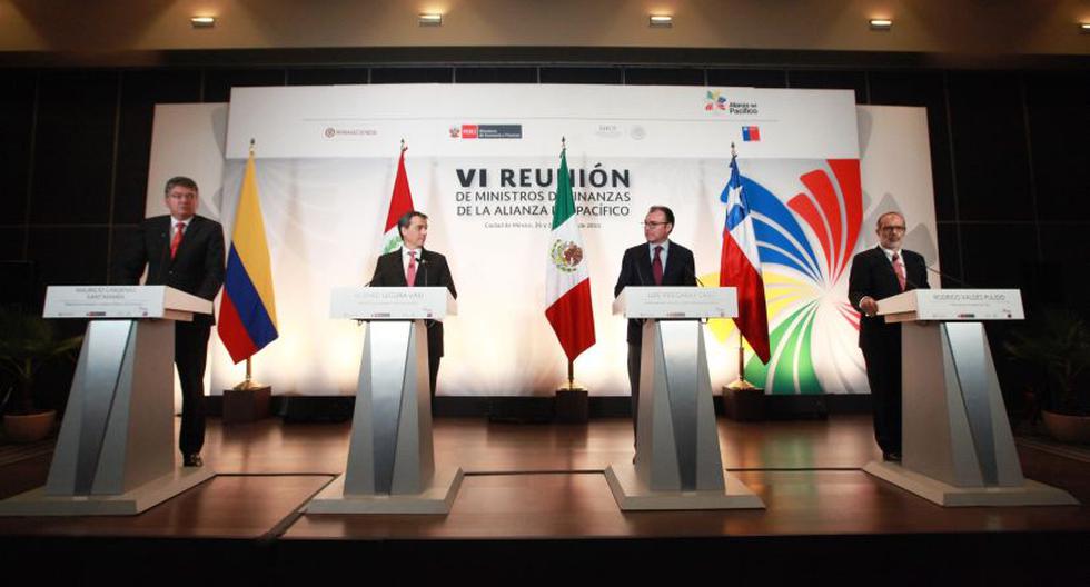 Ministros de Economía de Chile, Colombia, México y Perú. (Foto: EFE)