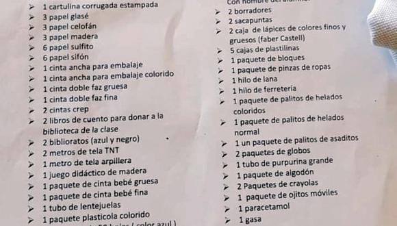 Publica la lista de útiles escolares de su hija y se vuelve viral: "para mi que la profesora lo vende todo al por mayor". (Foto: @gabrielHLucero / Twitter)