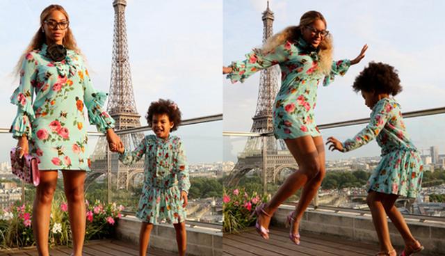 Beyoncé es una de las celebridades que ama vestir igual que su hija mayor Blue Ivy, como en este viaje a París. (Foto: beyonce.com)