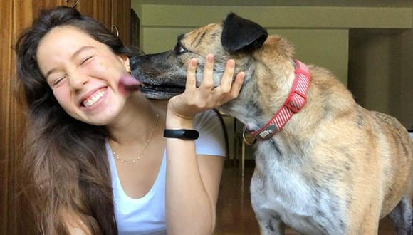Brenda Gálvez, de 17 años, adoptó a Apolo en el 2016 de la plataforma wuf.pe. El perro tenía 5 años de edad, aproximadamente. (Foto cortesía)