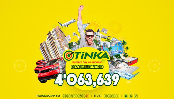 La Tinka: canal de TV, horario y pozo millonario del sorteo del miércoles 7 de septiembre. (Foto: La Tinka)