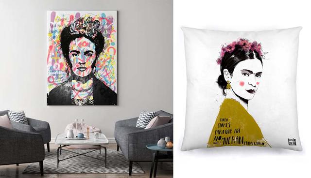 Tras su muerte, la influencia de Frida Kahlo en la cultura popular se ha manifestado de múltiples formas. Su rostro ha sido replicado, entre otros elementos, en cuadros y cojines que también pueden sumar a tu decoración. (Foto: Instagram/@ frankbr9-ripshop)