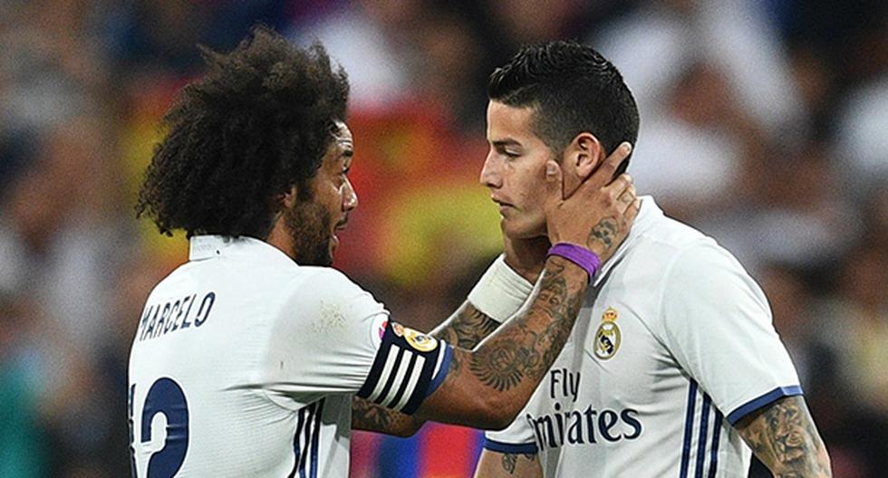 James Rodríguez dejó un vacío en el plantel del Real Madrid con su partida al Bayern Munich. Ello lo hizo saber Marcelo con un emotivo mensaje. (Foto: Getty Images)