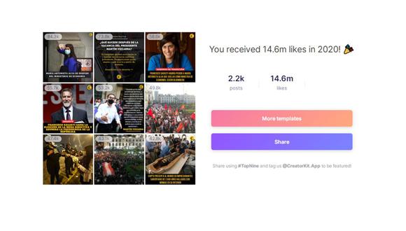 Así puedes obtener el collage de tus 9 fotos más populares en Instagram. (Imagen: captura de pantalla)
