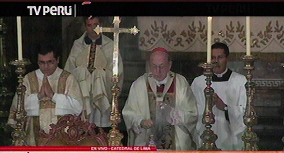 Cardenal oficiando misa por 28 de Julio. (Foto: Captura TV Perú)