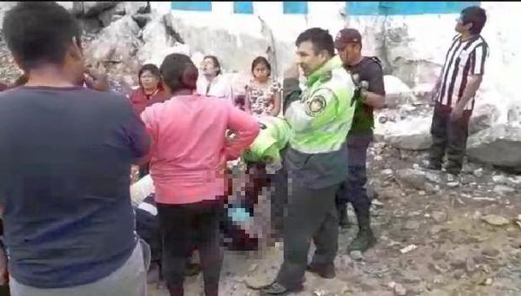 La víctima cayó desde un altura de siete metros y quedó tendido varios minutos en el suelo (Foto. Municipalidad de Nuevo Chimbote)