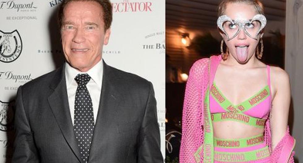 Arnold Schwarzenegger y Miley Cyrus. (Foto: Getty Images)