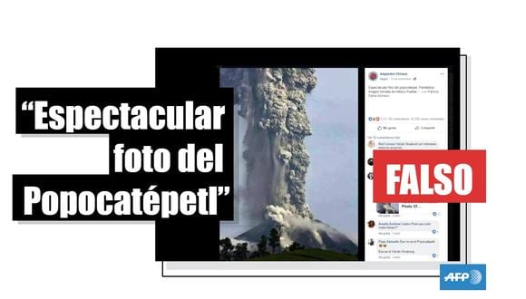 ¿Esta es una “espectacular foto” del volcán Popocatépetl en México? Falso. (AFP).