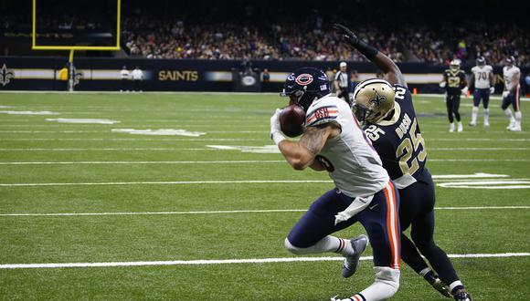 Zach Miller, Tight End de los Chicago Bears, se rompió la rodilla izquierda en el partido que enfrentó a su equipo contra New Orleans Saints. (Foto: AP)