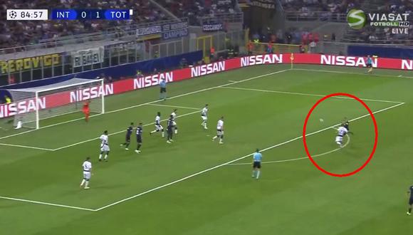 Inter de Milán vs. Tottenham: el golazo de Mauro Icardi de volea para el 1-1. (Foto: captura)