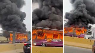 Callao: bus de transporte público se incendia cerca al aeropuerto Jorge Chávez