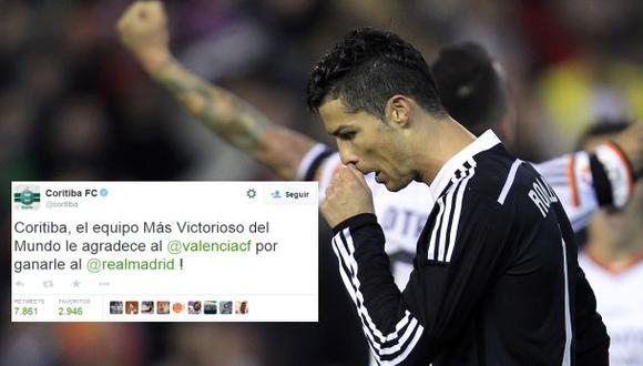 Real Madrid: Coritiba agradeció al Valencia por impedir récord