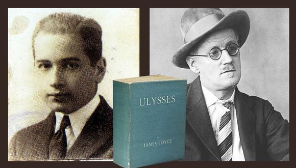 El joven Aurelio Miró Quesada Sosa (a la izquierda), a sus tempranos 18 años, realizó un visionario análisis sobre "Ulises", obra fundamental de la literatura universal que James Joyce (a la derecha) escribiera en 1922.