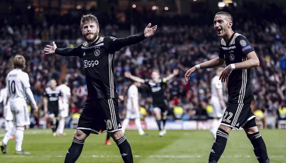 Con un gran juego efectivo, Ajax dejó en evidencia a un Madrid sin alma en el campo de juego para eliminarlo en su propia casa. El vigente campeón no dio la talla. (Foto: Ajax)