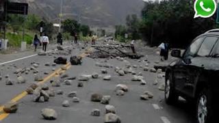 Vía WhatsApp: ciudadanos bloquean vía Huaraz-Caraz por 48 horas