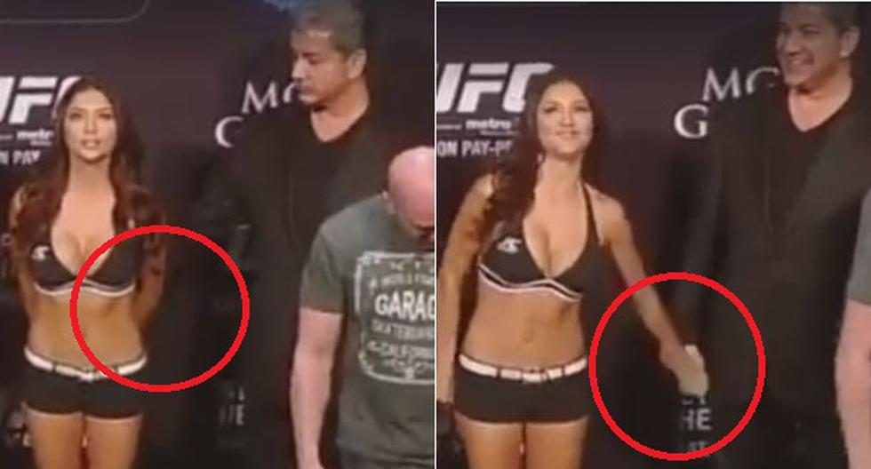 El anunciador de UFC, Bruce Buffer, se sobrepasó con una anfitriona y el video es viral en Facebook. (Foto: Captura)