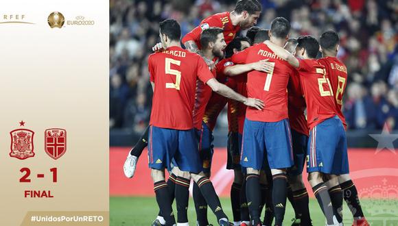 España, con anotaciones de Rodrigo y Sergio Ramos, se impuso en Mestalla ante una complicada selección de Noruega por el Grupo F. (Foto: Twitter España)