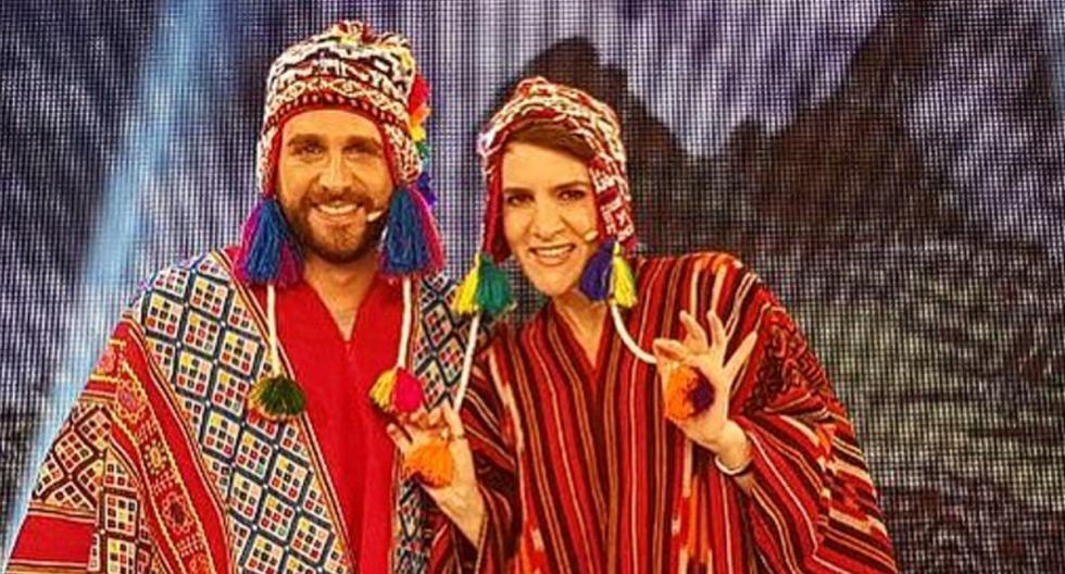 Los conductores de \'Amor, amor, amor\' lucieron trajes típicos del Perú. (Foto: Instagram de Gigi Mitre)