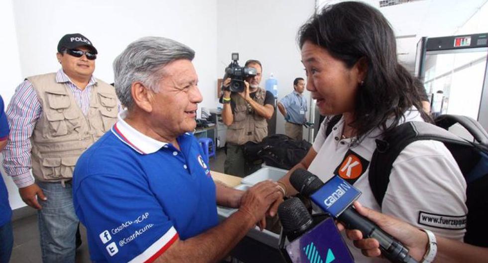 Keiko Fujimori y César Acuña se encontraron en Aeropuerto. (Foto: César Acuña)