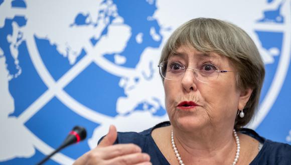 La Alta Comisionada saliente de las Naciones Unidas para los Derechos Humanos, Michelle Bachelet. (Foto de Fabrice COFFRINI / AFP)