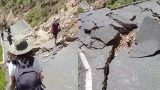 Arequipa: pasajeros siguen a pie ruta entre Cabanaconde y Chivay por caída de rocas tras temblor 