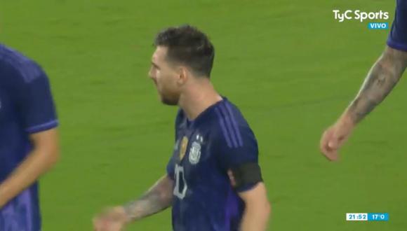 Lionel Messi marcó el segundo para la ‘Albiceleste’ en el amistoso entre Argentina y Honduras. (Foto: Captura TyC)