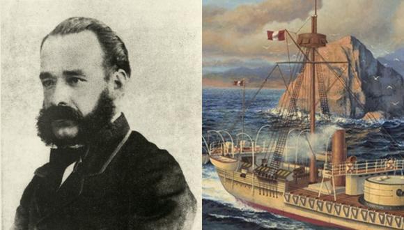 Miguel Grau y el Monitor "Huáscar", barco en el que perdió la vida durante el Combate de Angamos el 8 de octubre de 1879. (Fotos: Difusión)