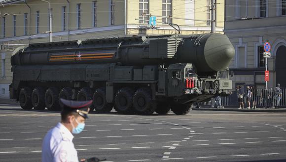 Imagen referencial de uno de los misiles nucleares que maneja Rusia. Bloomberg