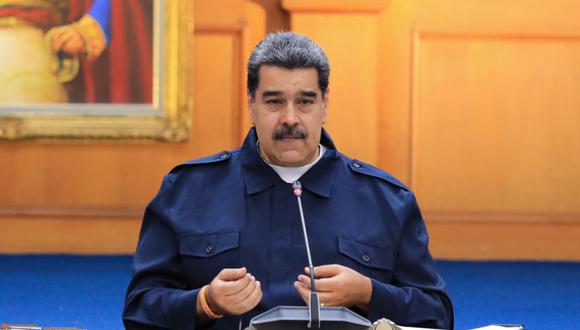 El presidente de Venezuela, Nicolás Maduro, durante una reunión hoy, en el Palacio de Miraflores, en Caracas (Venezuela).