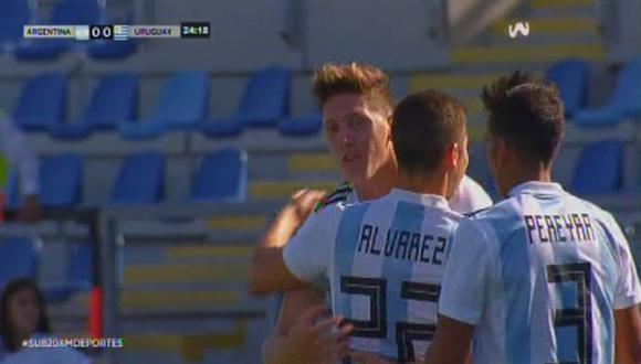 Argentina vs. Uruguay: Anibal Moreno anotó el 1-0 de la Albiceleste con este golazo. (Foto: captura)