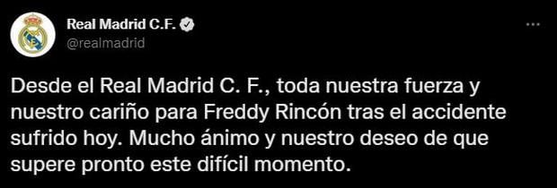 Real Madrid dedicó mensaje a Freddy Rincón. (Foto: Captura)
