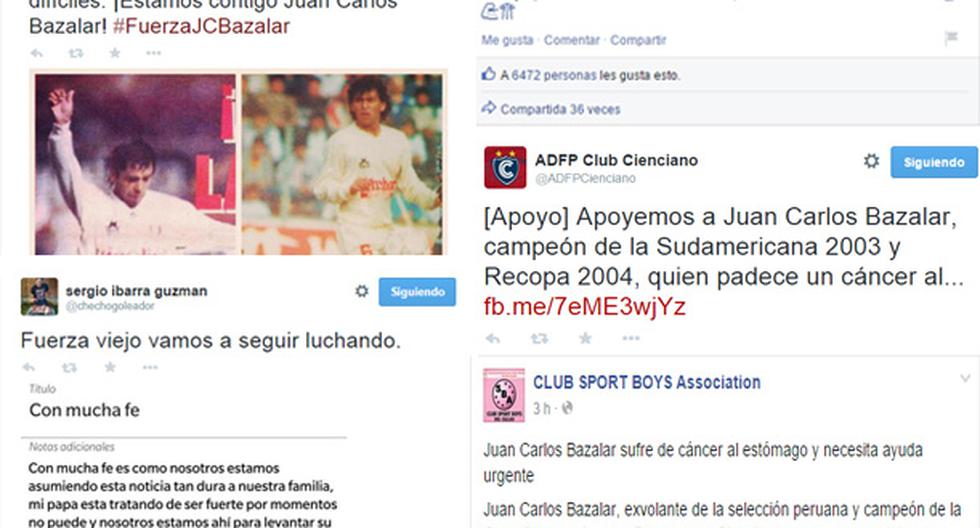 Juan Carlos Bazalar recibe el apoyo de clubes y futbolistas. (Foto: Twitter/Facebook)