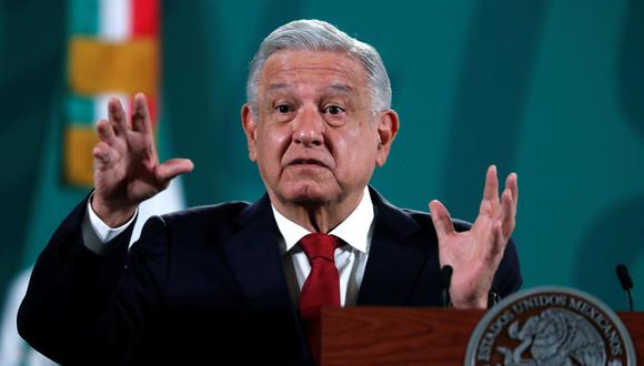 El presidente mexicano, Andrés Manuel López Obrador, habla durante una rueda de prensa en el Palacio Nacional de la Ciudad de México. (EFE/ Mario Guzmán).