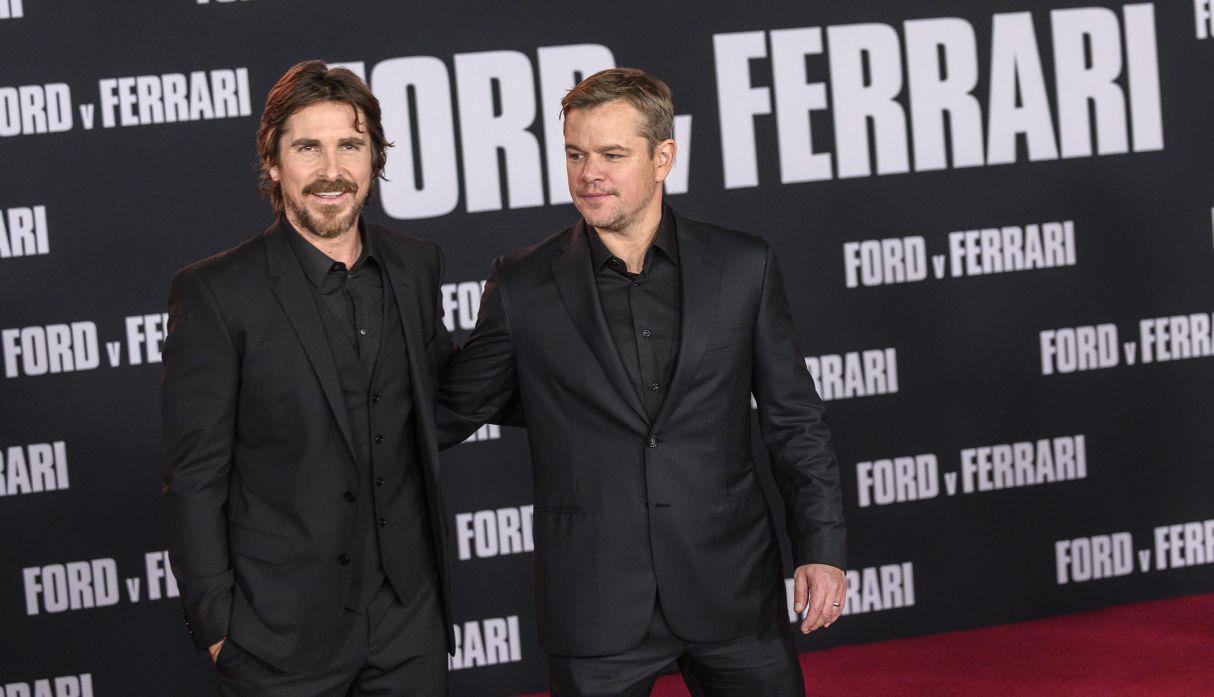 Matt Damon y Christian Bale brillaron en el avant premiere de “Contra lo imposible”. (Foto: AFP)