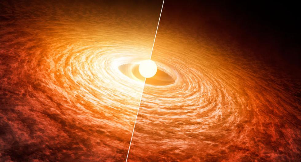 El brillo de la estrella que explot&oacute; ha estado disminuyendo lentamente desde su primer brote en 1936. Los investigadores encontraron que se ha atenuado en aproximadamente un 13 por ciento en longitudes de onda infrarrojas cortas a partir de 2004 (izquierda) y 2016 (derecha). (Foto: NASA/JPL-Caltech)