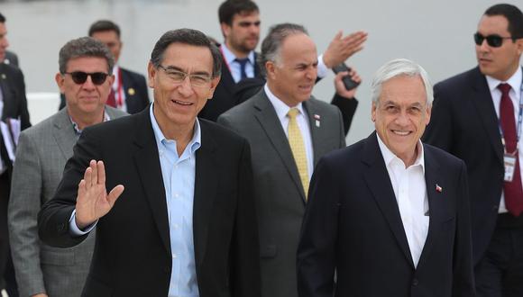 Presidentes Martín Vizcarra y Sebastián Piñera descataron el buen nivel de las relaciones bilaterales (Foto: Presidencia)