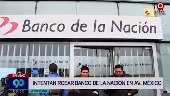 Esta madrugada, delincuentes intentaron robar la agencia del Banco de la Nación ubicada en la cuadra 2 de la avenida México. (Captura: Latina)