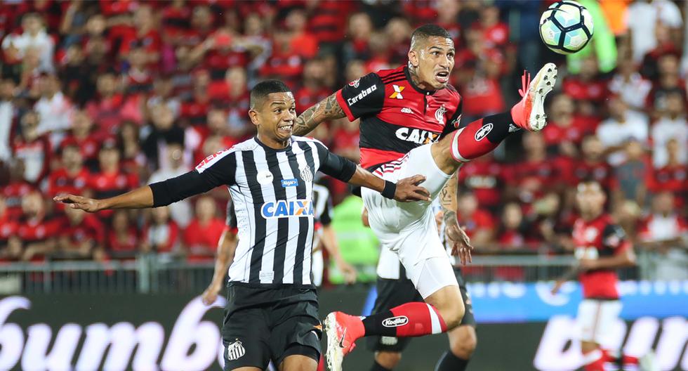 Paolo Guerrero brilló con luz propia durante los 90 minutos del Flamengo vs Santos. (Foto: Captura)