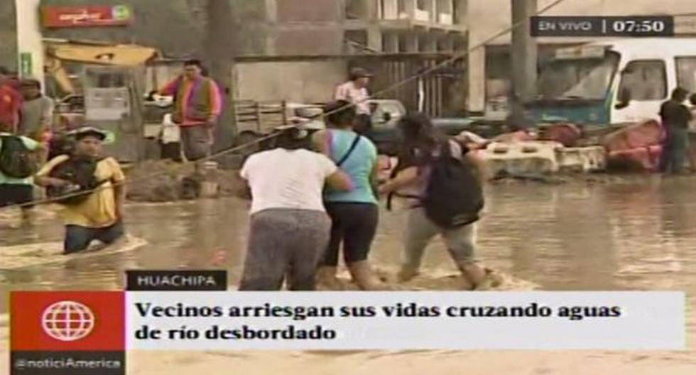 Nuevo desborde del río Rímac inunda sector de Huachipa. (Foto: América Noticias)