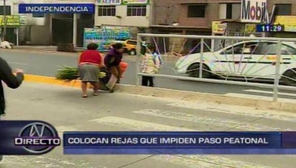Metropolitano: rejas bloquean paso peatonal en Independencia