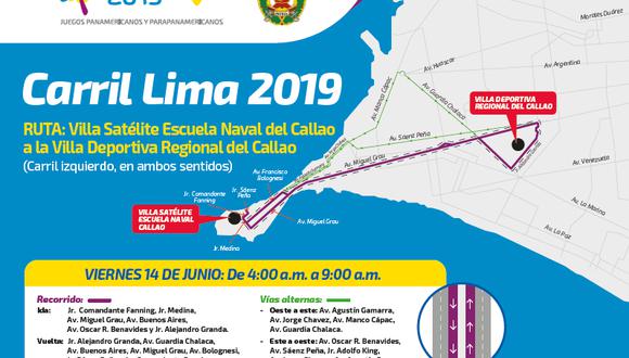 Lima 2019: este viernes la policía restringirá el tránsito en diversas vías del Callao