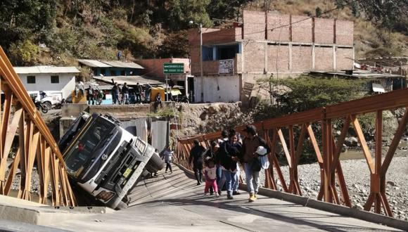 El puente Pallar colapsó cuando un volquete que cargaba minerales intentaba cruzarlo. (Foto: Johnny Aurazo)