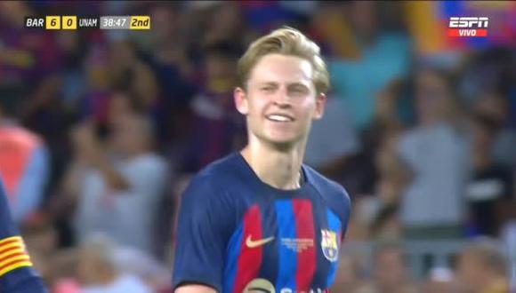 Frenkie de Jong anotó el 6-0 del Barcelona vs. Pumas UNAM. (Foto: Captura ESPN)