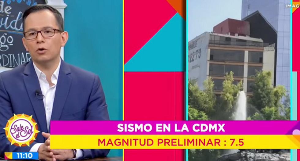 El programa mexicano "Sale el sol" publicó imágenes del preciso momento en que dos edificios de Ciudad de México, de distintos tamaños, comienzan a moverse debido al terremoto de magnitud 7,5 con epicentro en Oaxaca. (Captura de video).